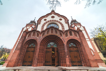 Obraz premium Subotica, Serbia, November 9, 2109, Beautiful exterior photos of a Jewish synagogue