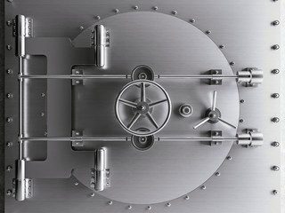 Bank vault door, safe, concept of keeping you money and assets safe, 3d render, 3d illustration