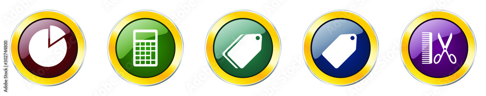Leinwandbilder set of colorful web glossy vector icons, data, calculator, label and graph buttons in eps 10 for web