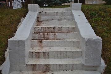 White stone staircase in autumn