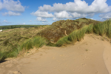 Croyde beach sand dunes in North Devon
