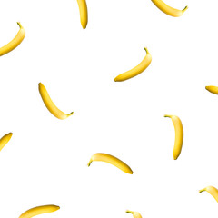 Pattern of bananas isolated on white background. Flat lay.