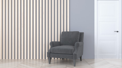 Living room interior in scandinavian style . 3D rendering