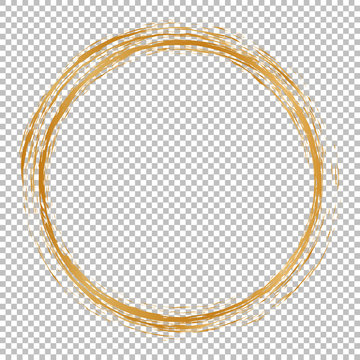 gold round christmas frame on transparent background