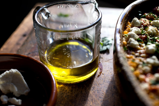 Olive oil for baked lemony Israeli couscous