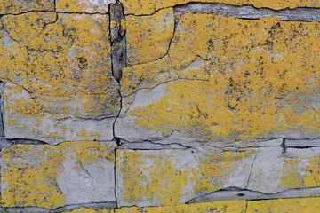Wall background texture. Gray plaster in cracks with traces of fungus. For design and web design, creating games 3D texturing .