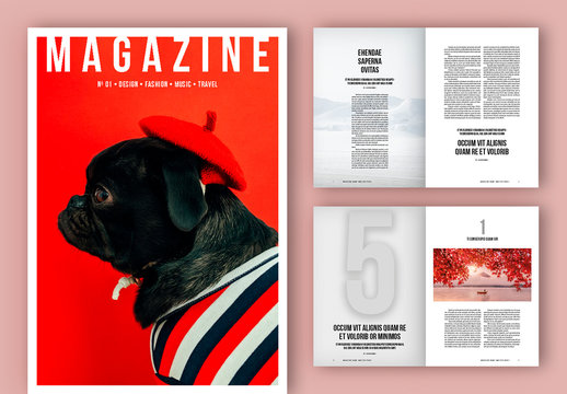 Black and White Magazine Layout with Bold Text Elements