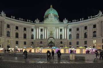 Imperial and Royal Christmas market at Michaelerplatz nearby the Hofburg Palace in Vienna, Austria
