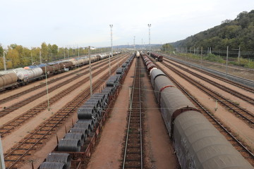 Gare ferrovière de triage de Sibelin à Feyzin - Département du Rhône - France - Vue des rails...