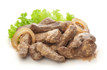Stewed liver in sour cream
