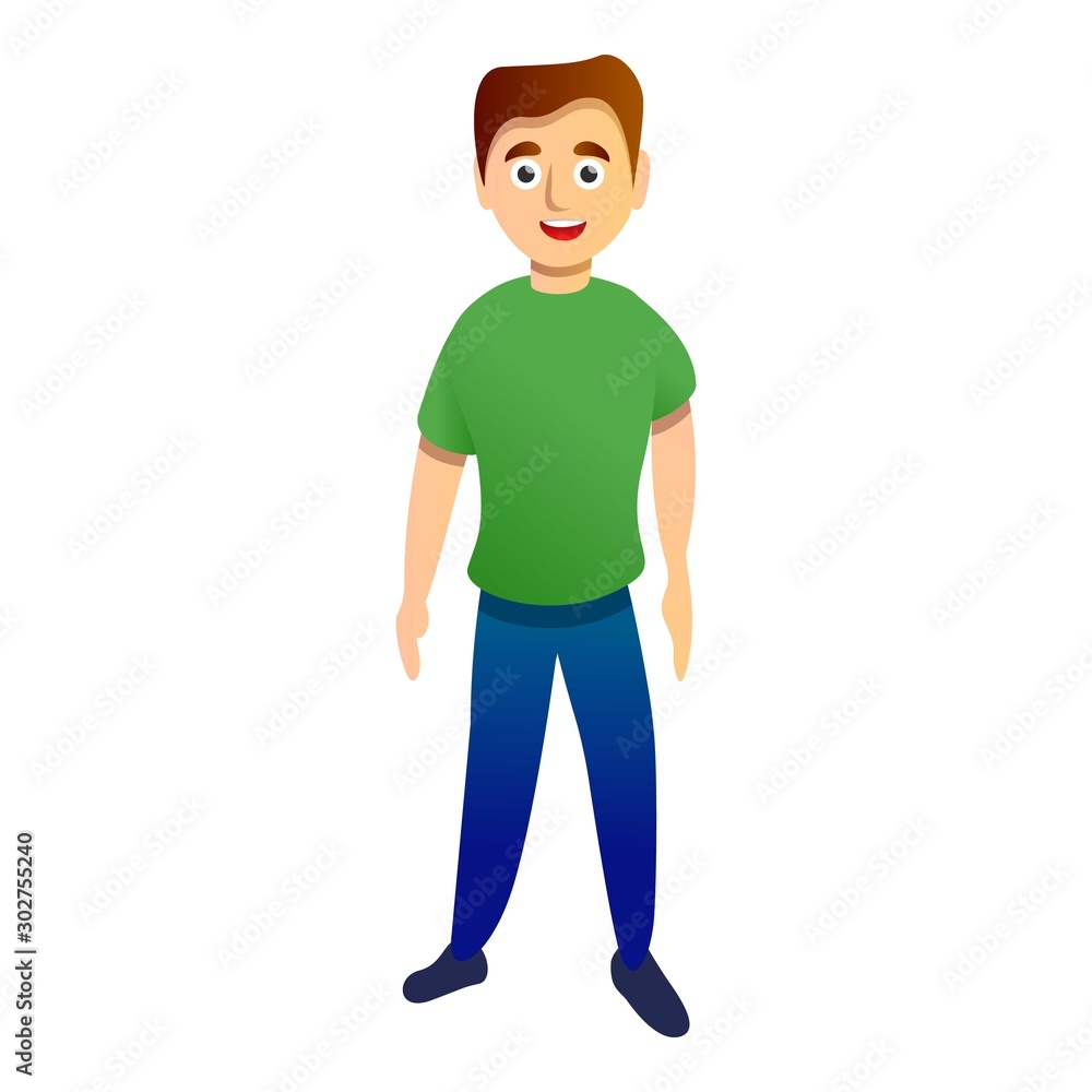 Poster smiling boy icon. cartoon of smiling boy vector icon for web design isolated on white background