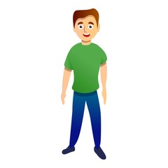 Smiling boy icon. Cartoon of smiling boy vector icon for web design isolated on white background