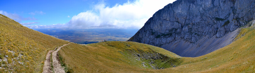 Panoramic view of mountains in National Park Durmitor, Montenegro.