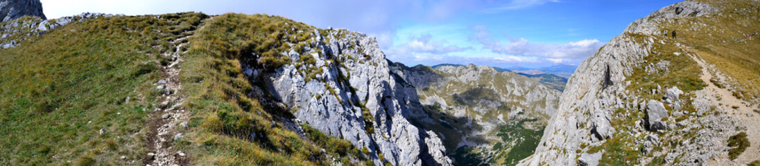 Fototapeta na wymiar Panoramic view of mountains in National Park Durmitor, Montenegro.