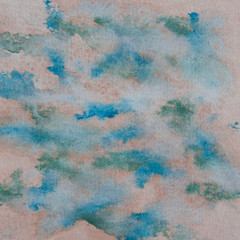 Background abstract watercolor teal green and peach colors