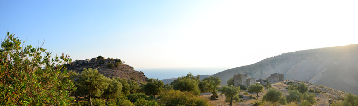 Panoramic view to Upper Qeparo, Albania.