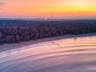 Gdansk gorki zachodnie beach at evening 