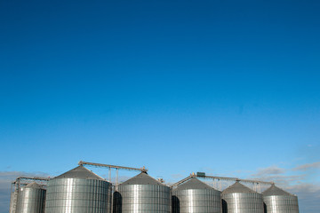 Kirovograd, Ukraine - 09.30.2019 Agro-processing and production plant for processing silos for drying, cleaning and storage of agricultural products, flour, cereals and grain. Granary.