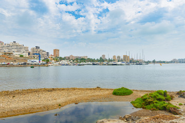 Port on La Manga del Mar Menor in sunny day. Murcia, Spain