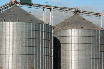 Kirovograd, Ukraine - 09.30.2019 Agro-processing and production plant for processing silos for drying, cleaning and storage of agricultural products, flour, cereals and grain. Granary.