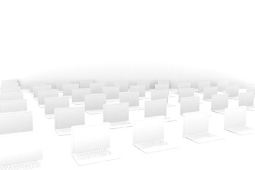 Isolated 3D render laptop computer. White color ,white background
