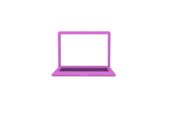 Isolated 3D render laptop computer. Pink color ,white background