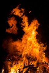 Flames on big Bonfire, Short-Time-Exposure