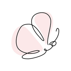 Butterfly in continuous line, for logo, design, vector insect element with one line.