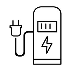 Car charging stationlinear icon. Electric fuel pump for public usage. EV rechagging point. Smart energy. Thin line illustration. Contour symbol. Vector isolated outline drawing. Editable stroke