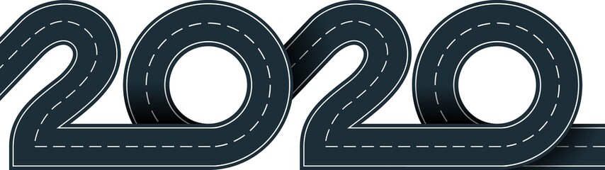 Fototapeta premium numbers of 2020 year in shape road