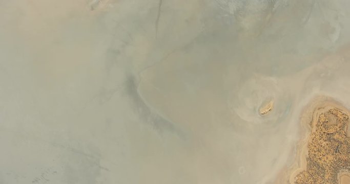 Aerial view dried up salt pans desert environment