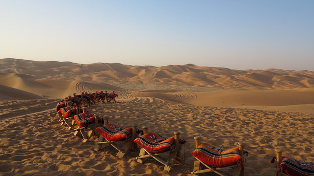 Bedouin seating arrangement in the Rub'al Khali Desert aka the Empty Quarter