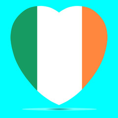 Ireland Flag In Heart Shape Vector