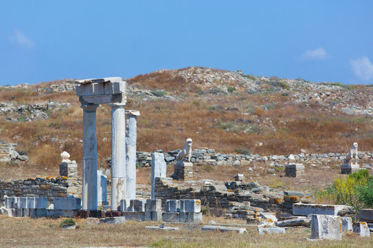 Agora of the Italians, Delos Island, Cyclades Group, Greek Islands, Greece