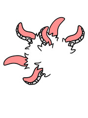 unter t-shirt versteckt oktopus tintenfisch ausbrechen aufgerissen lustig tentakel klein clipart design unterwasser monster schwimmen tauchen tier meer