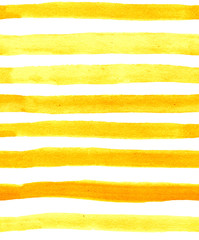 Watercolor pattern with yellow bright lines on the white background. Hand-drawn illustration