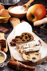Christmas stollen and cookies. Traditional German festive baking for xmas