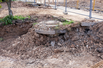 Sewer repair. Sewer hatch.