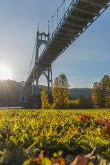 Warm day at the park under St Johns Bridge, Portland Oregon