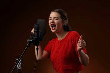 Recording the vocal part in the recording Studio