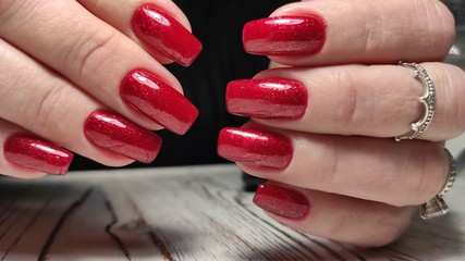 Amazing natural nails. Women's hands with clean manicure