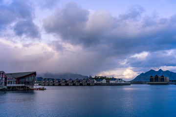 Traditional fishing huts in Svolvaer, Norway