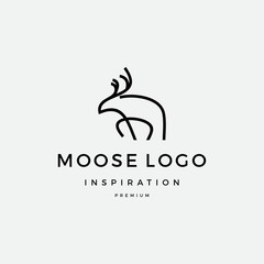 Moose line art logo inspiration vector icon illustration custom logo design vector