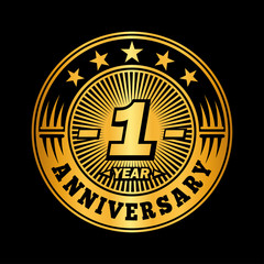 Fototapeta premium 1 year anniversary celebration logo design. Vector and illustration.