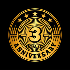 Fototapeta premium 3 years anniversary celebration logo design. Vector and illustration.