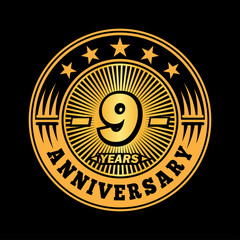9 years anniversary celebration logo design. Vector and illustration.
