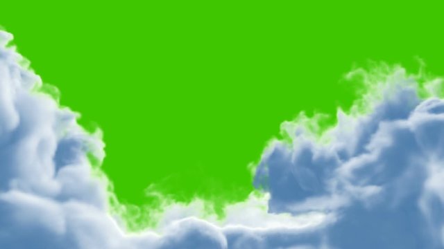 Clouds Opening and Closing on a Green Background, 3d Animation. Full HD