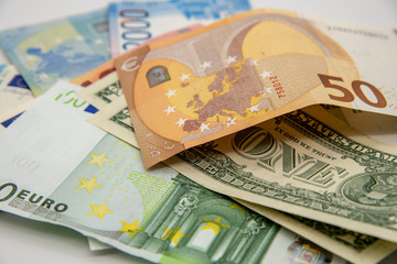 The dollars and the rubles. Business concept.