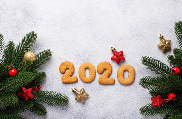 New Year cookies in shape 2020