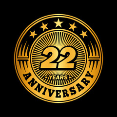 Fototapeta premium 22 years anniversary celebration logo design. Vector and illustration.